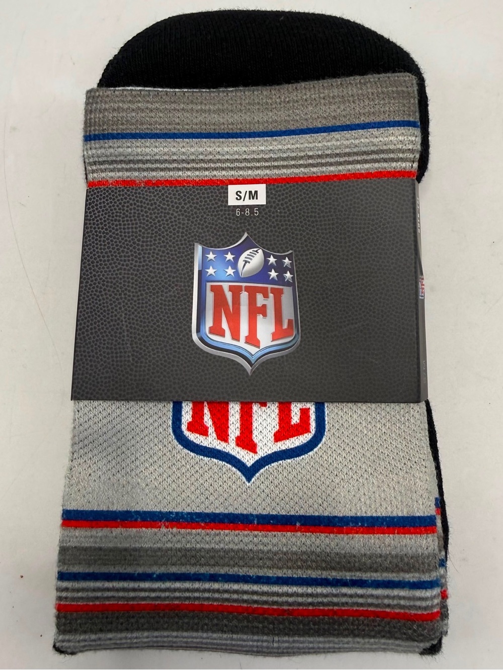 NFL Logo Crew Socks Gray Black Red Blue S/M 6-8.5 NWT